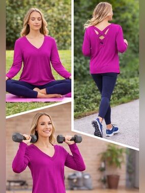 Lilly Pulitzer Luxletic Areli Bordeaux Berry Top Crisscross SZ Large NEW